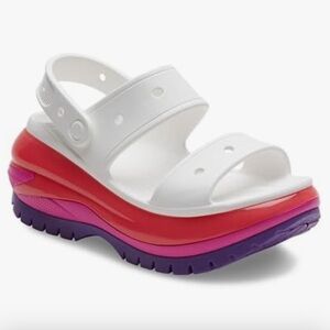 Women’s White Platform Sandal with Gradient Pink-Red-Purple Sole